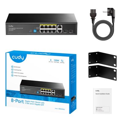 9. CUDY GS1010PS2 8-port GbE PoE Switch with 2 ports