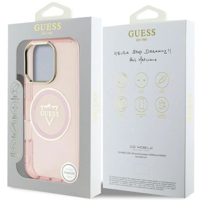8. Guess IML Metal Mountain Logo MagSafe iPhone 16 Pro Max Case - Pink