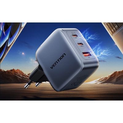 5. Vention 70W GaN PD Charger 1x USB-A 2x USB-C Black