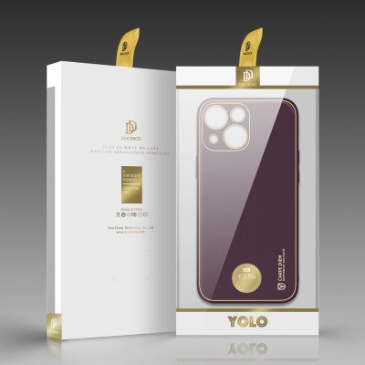 5. Dux Ducis Yolo iPhone 14 Plus case elegant purple faux leather cover