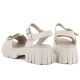 4. Women's leather sandals on a platform with decoration, beige Vinceza 26-79611