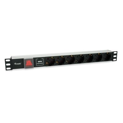 Equip 333309 PDU 7-way power outlet 1U Black, Silver