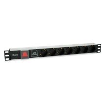 Equip 333309 PDU 7-way power outlet 1U Black, Silver