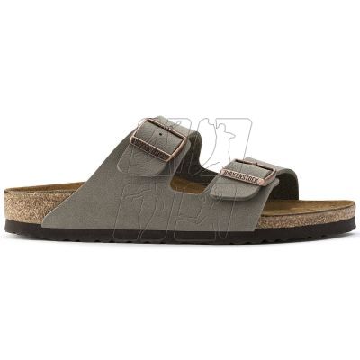 9. Birkenstock Arizona Birko-Flor Nubuck Stone regular women's/men's flip-flops wide gray (0151211)