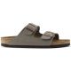 9. Birkenstock Arizona Birko-Flor Nubuck Stone regular women's/men's flip-flops wide gray (0151211)