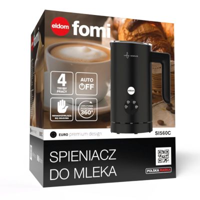 10. ELDOM SI560C FOMI Milk Frother, 500 W, Black, 300 ml, Frothing and Heating