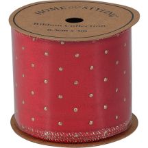 RIBBON GOLDEN DOTS 6.3CMx3M RED