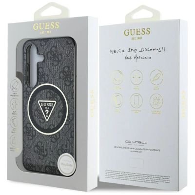 8. Guess 4G Glitter Triangle Buttons MagSafe Case for Samsung Galaxy S25 Plus Black