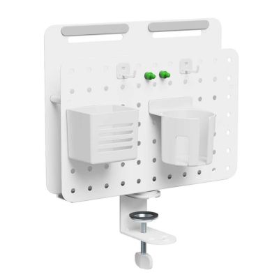 3. Activejet APB-006W Desk Organizer. Rotating perforated board with vertical organizer. Gray and white.