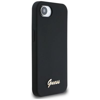 4. Guess Silicone Script Metal Logo MagSafe iPhone 16e Case - Black