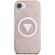 3. Guess IML Metal Glitter 4G Circle Triangle MagSafe case for iPhone 16e - pink