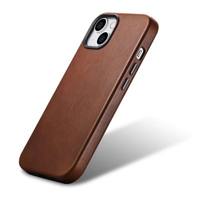 4. iCarer Oil Wax Premium Leather Case iPhone 14 Plus Magnetic Leather Case with MagSafe Brown (WMI14220703-RB)