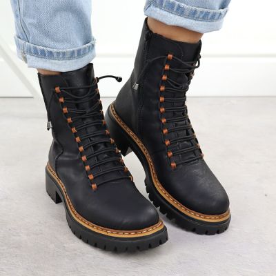 7. Women's black worker boots Rieker 72653-00