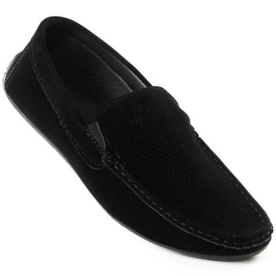 10. Men's Suede Slip-On Loafers with Openwork Black News 4873