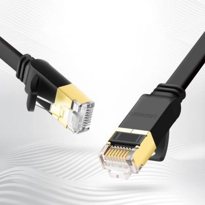 12. Ugreen Flat Cable Internet Network Cable Ethernet Patchcord RJ45 Cat 7 STP LAN 10 Gbps 3m Black (NW106 11262)