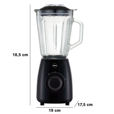 3. ELDOM BK6 NOXAR 100W BLACK 22000 RPM 1.8 L TEMPERED GLASS JUG TWO SPEED LEVELS + PULSE