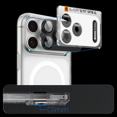 11. Spigen Optik Pro XL Glas.tR EZ Fit Tempered Glass Camera Screen Protector for iPhone 18 Pro - Dark Gray