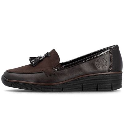 3. Rieker 53771-25 women's leather wedge shoes, comfortable brown