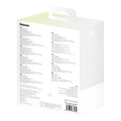 13. Baseus Popsicle 5200mAh 20W Powerbank with Built-in Lightning Cable (+ White Baseus Simple USB-C - USB-C 60W/20V/3A/30cm Cable) - White-Green