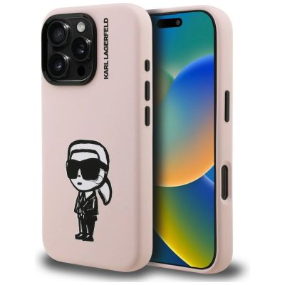 Karl Lagerfeld Silicone Karl Sketch MagSafe Case for iPhone 16 Pro - Pink