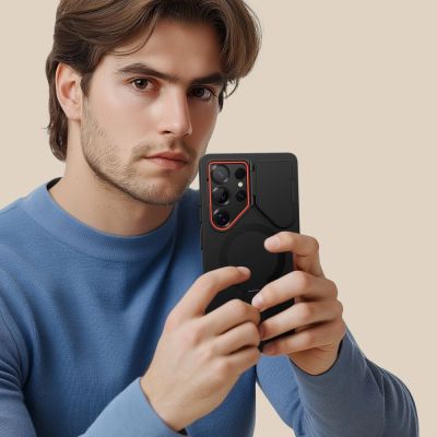 8. Tech-Protect Kevlar Aura MagSafe Case for Samsung Galaxy S25 Ultra - Black/Orange
