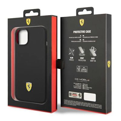 8. Ferrari FEHCP14SSIBBK iPhone 14 6.1" black/black hardcase Silicone Metal Logo