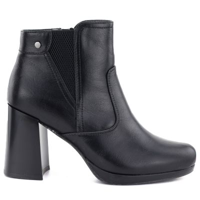 2. Women's ankle boots with a block heel and platform, insulated, black, M.Daszyński AF125B-1