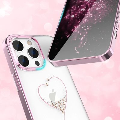 4. Silicone case with Swarovski crystals Kingxbar Wish Series for iPhone 14 Plus - pink