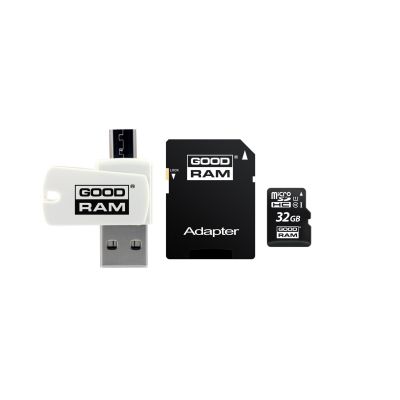 Memory card with adapter and card reader GoodRam All in one M1A4-0320R12 (32GB; Class 10; Adapter, MicroSDHC card reader, Memory card)