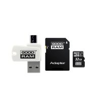 Memory card with adapter and card reader GoodRam All in one M1A4-0320R12 (32GB; Class 10; Adapter, MicroSDHC card reader, Memory card)