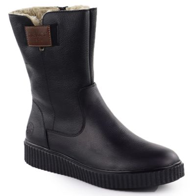 8. Black women’s leather platform ankle boots Rieker Y4355-00