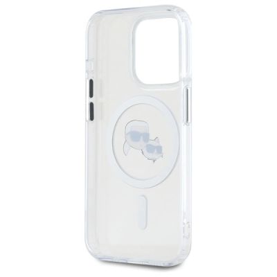7. Karl Lagerfeld IML Metal Karl&Choupette Head MagSafe Case for iPhone 15 Pro Max - White