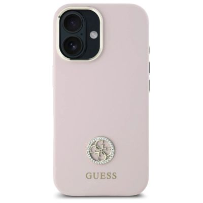 3. Guess Silicone Logo Strass 4G case for iPhone 16 - light pink
