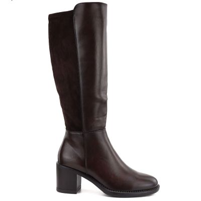 5. Women's high-heeled stretch boots, brown, Vinceza 58652