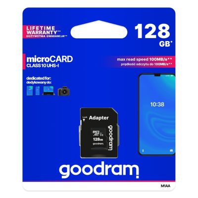3. GoodRam M1AA-1280R12 Memory Card (128GB; Class 10; Adapter)