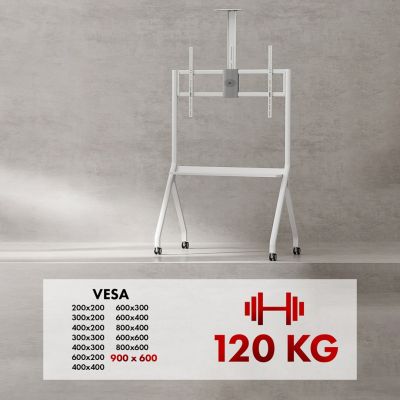 10. MACLEAN TV STAND / TROLLEY, CAMERA SHELF, ON WHEELS, 55-100", MAX. LOAD 120KG/10KG SHELF, MAX. VESA 900X600 MC-114