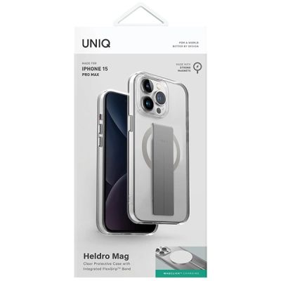 2. Uniq Heldro Mag Magclick Charging case for iPhone 15 Pro Max - transparent