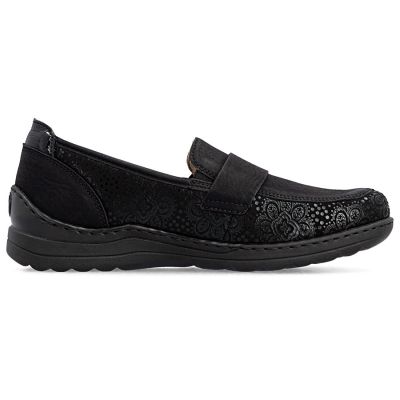 2. Women's comfortable black moccasin shoes Rieker 48968-00