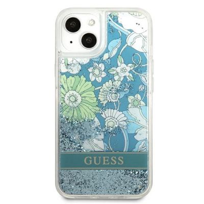 3. Guess GUHCP13MLFLSN iPhone 13 6.1" green/green hardcase Flower Liquid Glitter