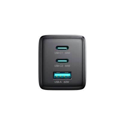 6. Joyroom JR-TG10 65W GaN 2x USB-C + USB-A wall charger with 100W USB-C - USB-C 1.2m cable - black