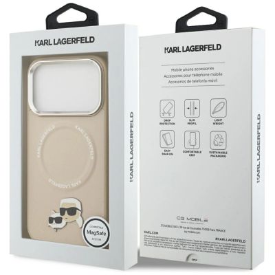 8. Karl Lagerfeld Karl & Choupette Pins MagSafe Case for iPhone 17 Pro Max - Beige
