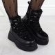 7. Women's leather ankle boots with rhinestones on the platform, black Goe SS2N4140