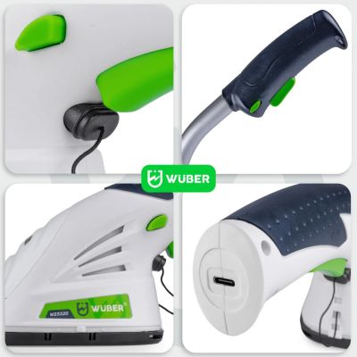 4. Cordless 2-in-1 hedge and grass trimmer, 7.2 V, 120 mm cutting, USB-C, W23320 WUBER