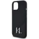 6. Karl Lagerfeld Silicone Shadow Metal Initial MagSafe Case for iPhone 15 Black