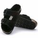 7. Women's slippers insulated with lambswool Birkenstock Arizona VL Shearling Black suede leather regular wide (0752661)