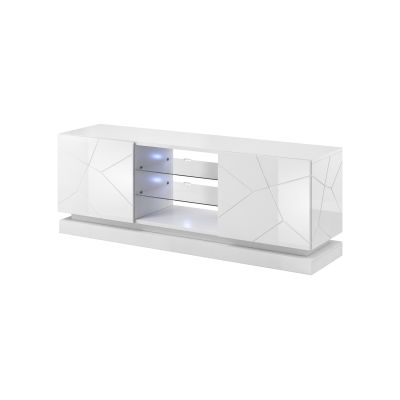 2. TV cabinet QIU 160 MDF white gloss/white gloss