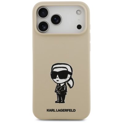 3. Karl Lagerfeld Silicone Karl Sketch & Logo MagSafe Case for iPhone 17 Pro Max - Brown