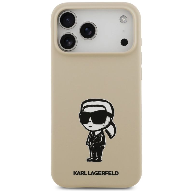 3. Karl Lagerfeld Silicone Karl Sketch & Logo MagSafe Case for iPhone 17 Pro Max - Brown