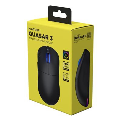 7. HATOR Quasar 3 Wireless Gaming Mouse Ambidextrous RF Wireless + Bluetooth + USB Type-A Optical 12000 DPI