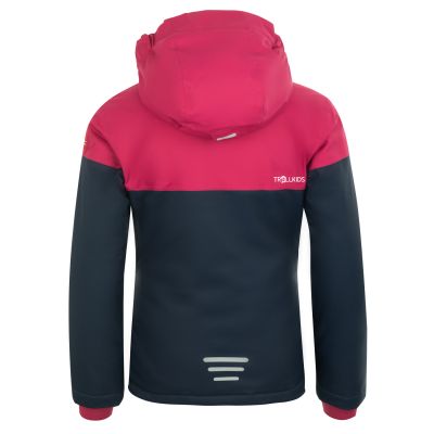 2. Trollkids Girls Hallingdal Jacket with Hood, Navy/Pink (223-114)